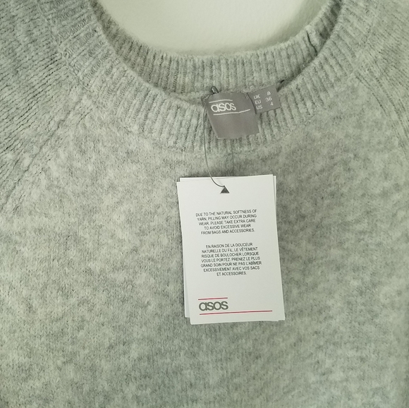 NWT ASOS Knit Sweater Dress Heather Grey Size 4 - Picture 3 of 6